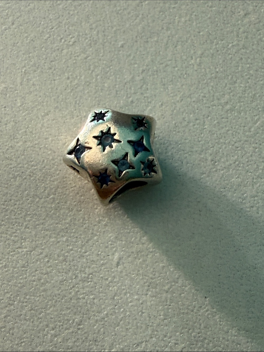 Pandora- bold sparking star Charm Bead in Blue Accents
